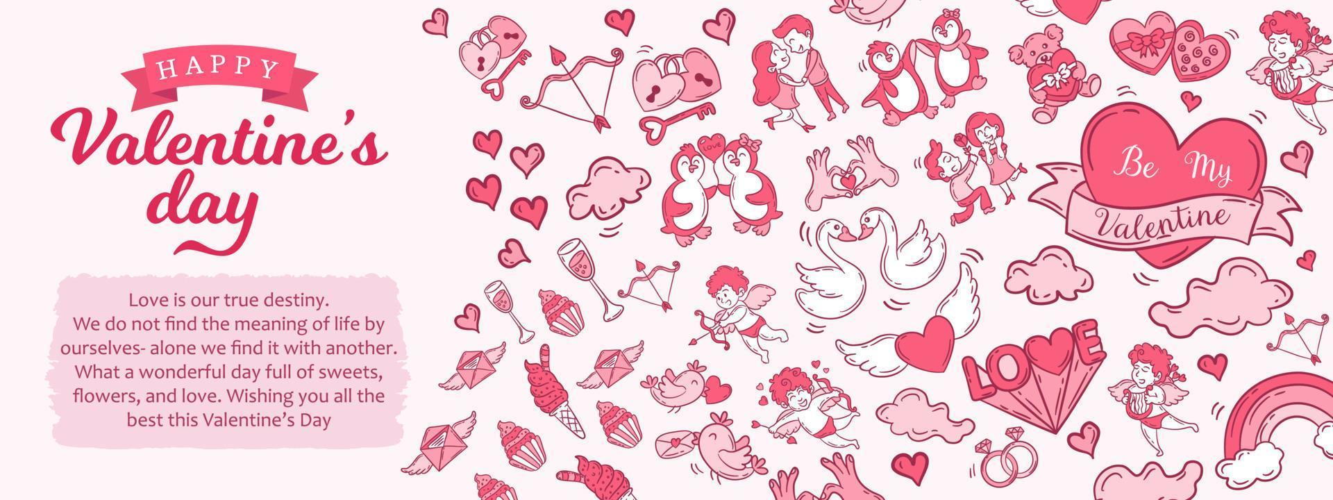 Valentine's day banner illustration. Background template for Valentine's Day celebration vector