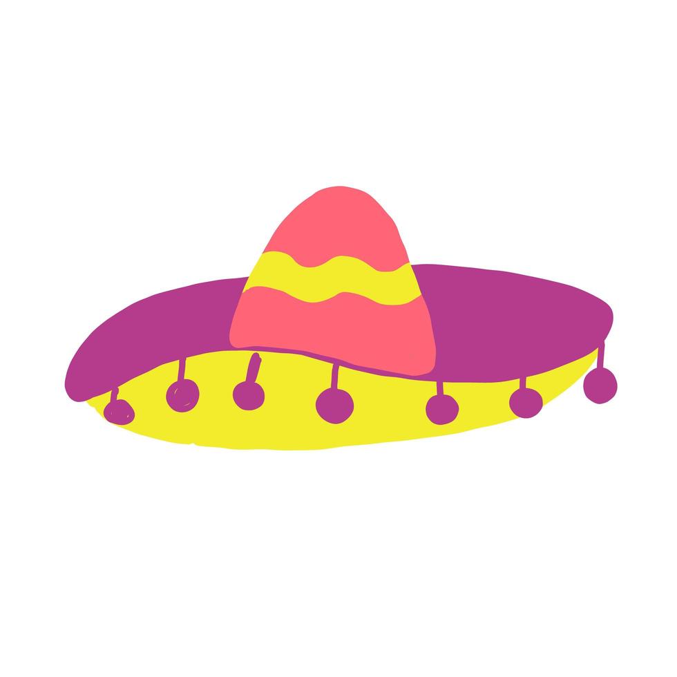 Colourful sombrero hat. National accessory. Vector illustration