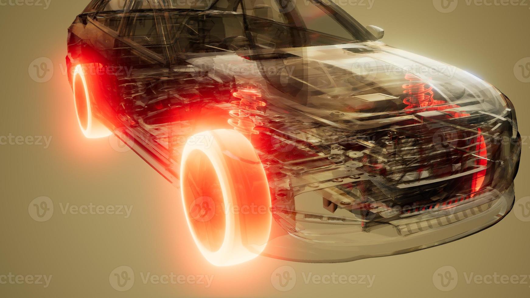 Car Wheels Glowing in Car photo