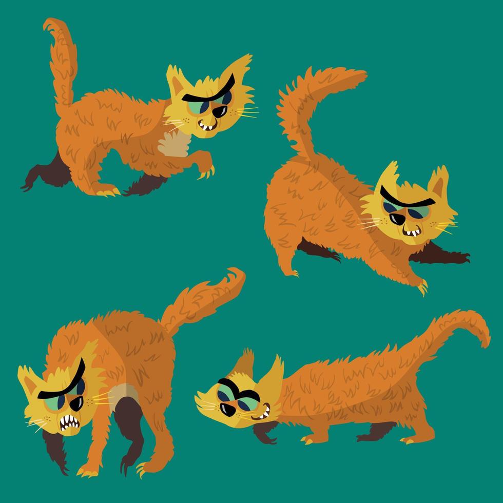 poses de gatos locos vector