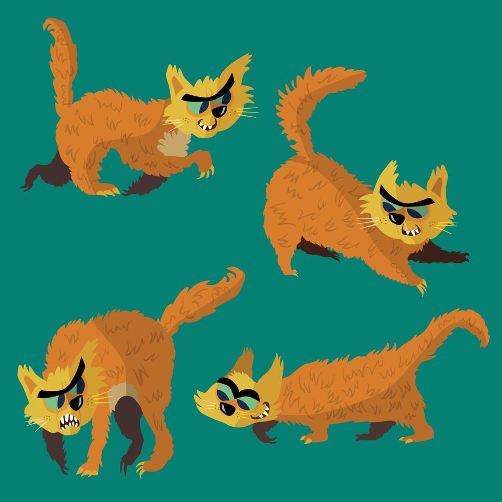 crazy cat poses vector