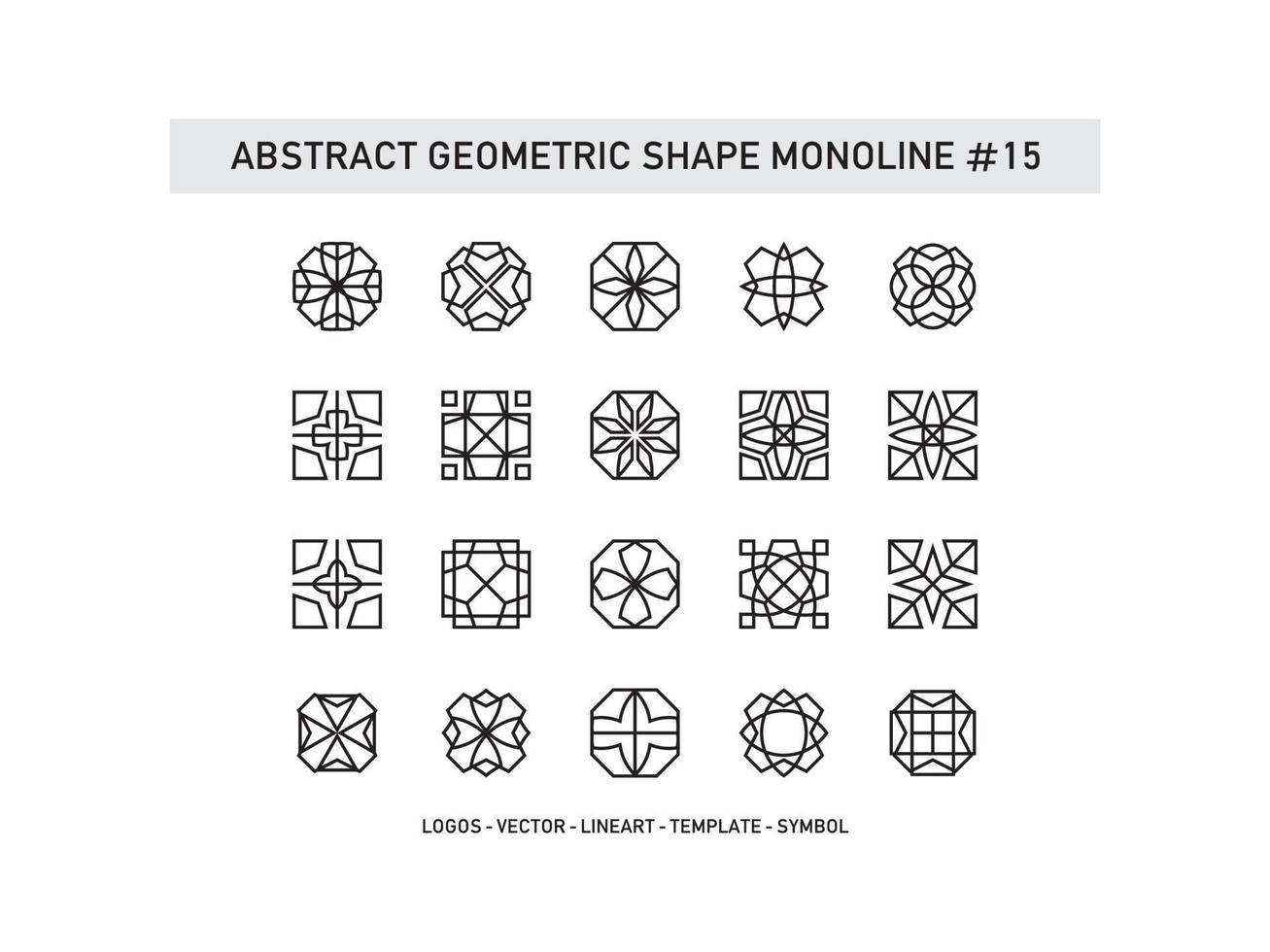 Set of Abstract Geometric Shape Monoline Tiles Design Ceramic Vector Pro