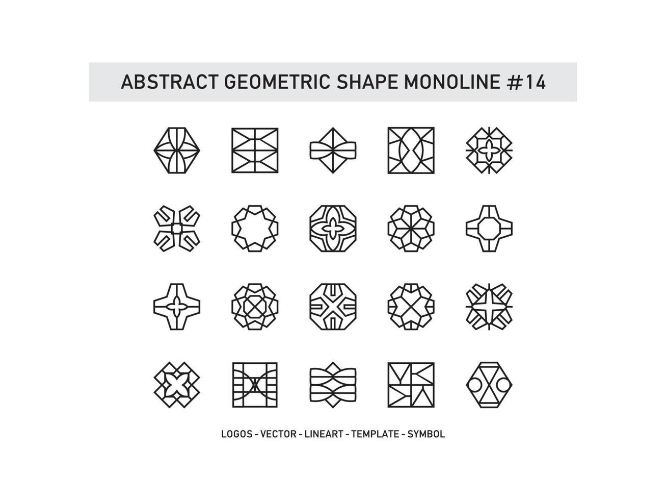 Set of Abstract Geometric Shape Monoline Tiles Design Ceramic Vector Pro