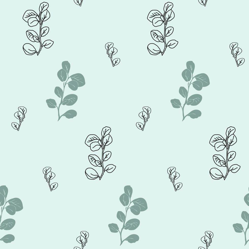 Eucalyptus leaves hand drawn seamless pattern vector
