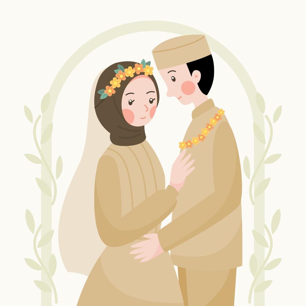 ilustración de concepto de vector plano de pareja de boda musulmana