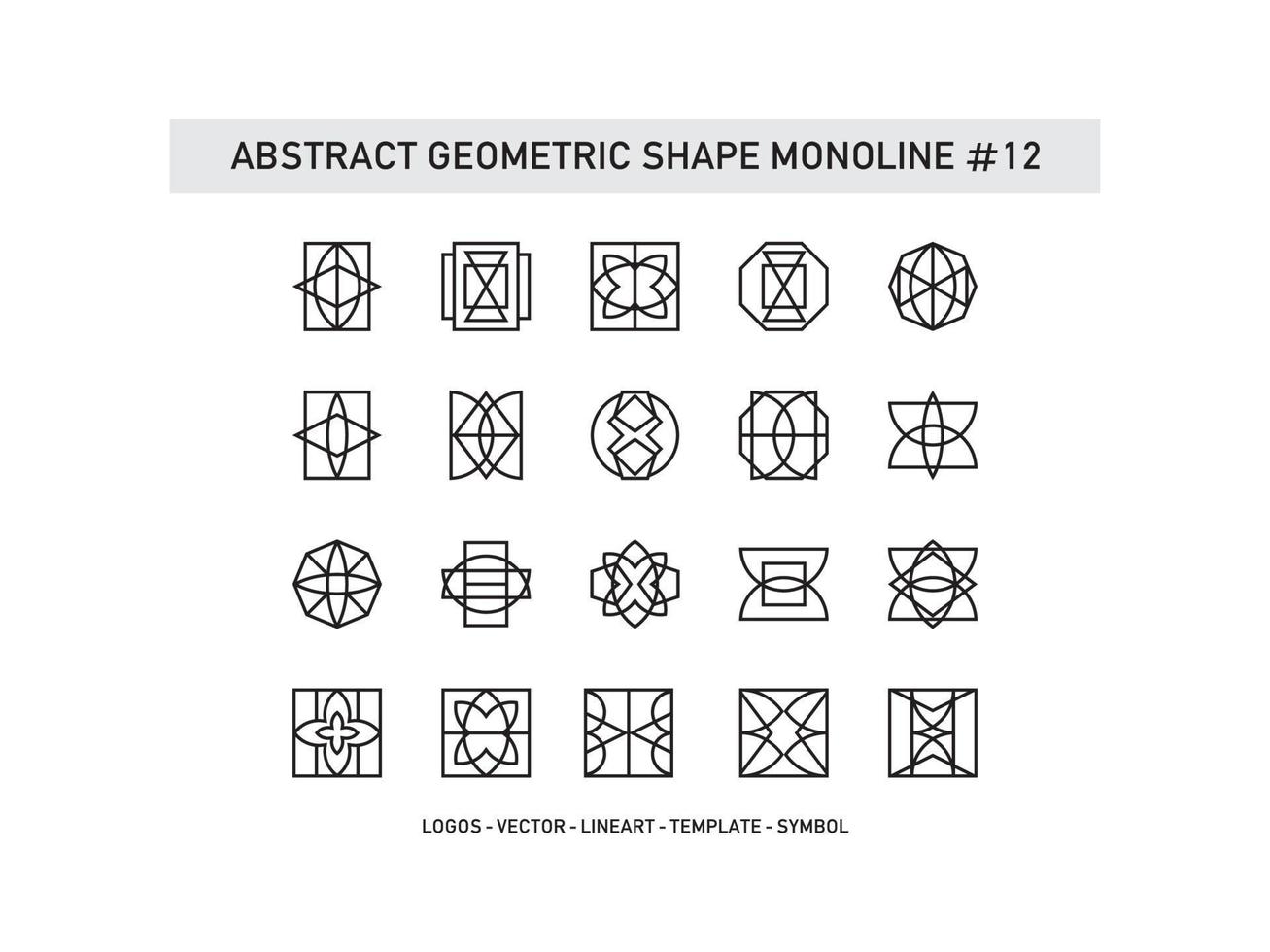 Set of Abstract Geometric Shape Monoline Tiles Design Ceramic Free Pro Vector
