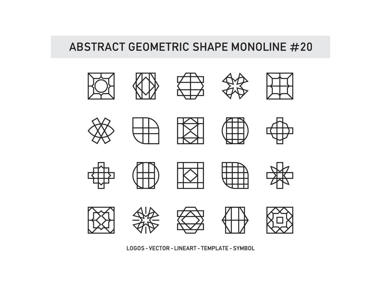 Set of Abstract Geometric Shape Monoline Tiles Design Ceramic Vector Pro