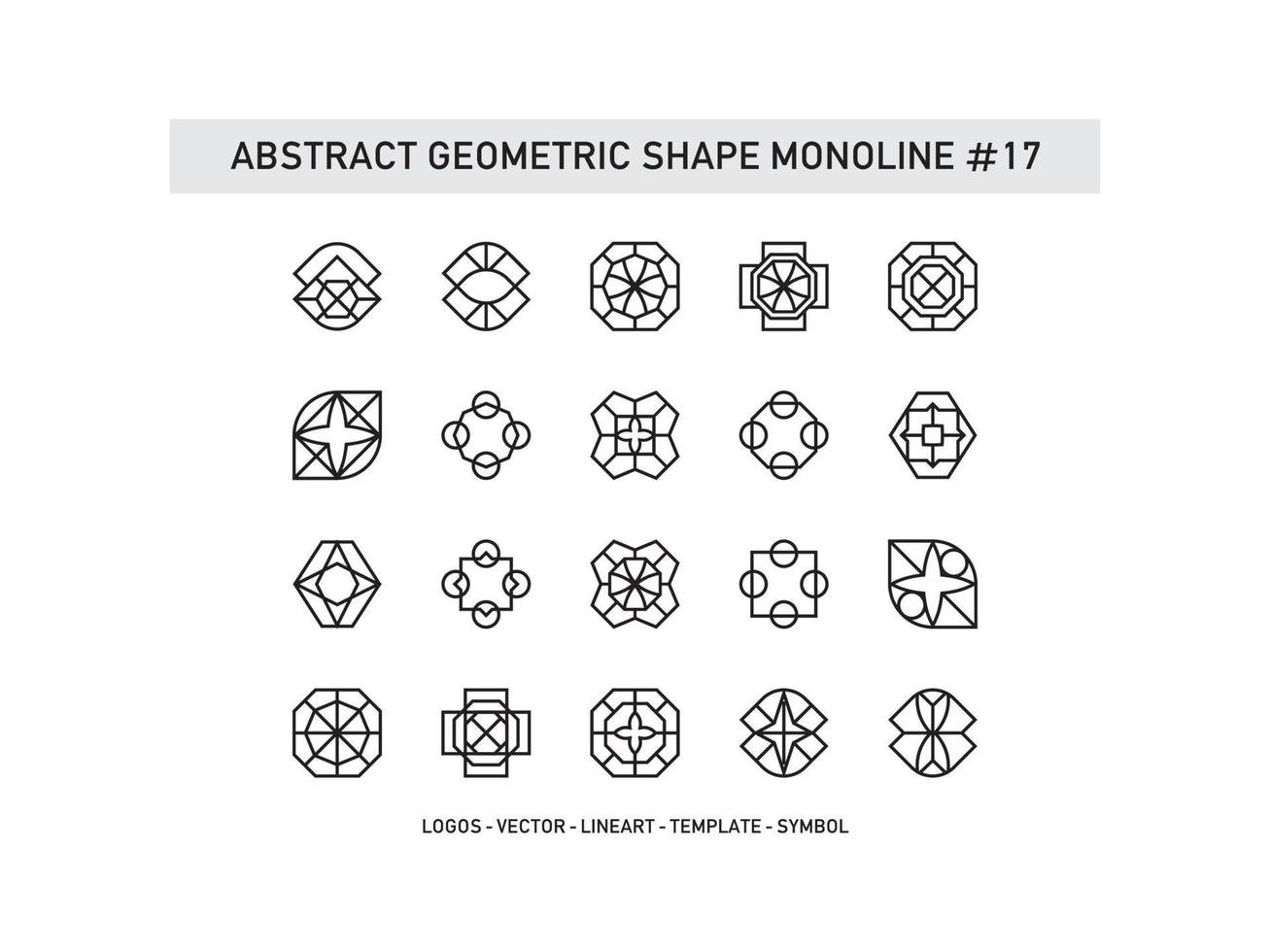 Set of Abstract Geometric Shape Monoline Tiles Design Ceramic Vector Pro