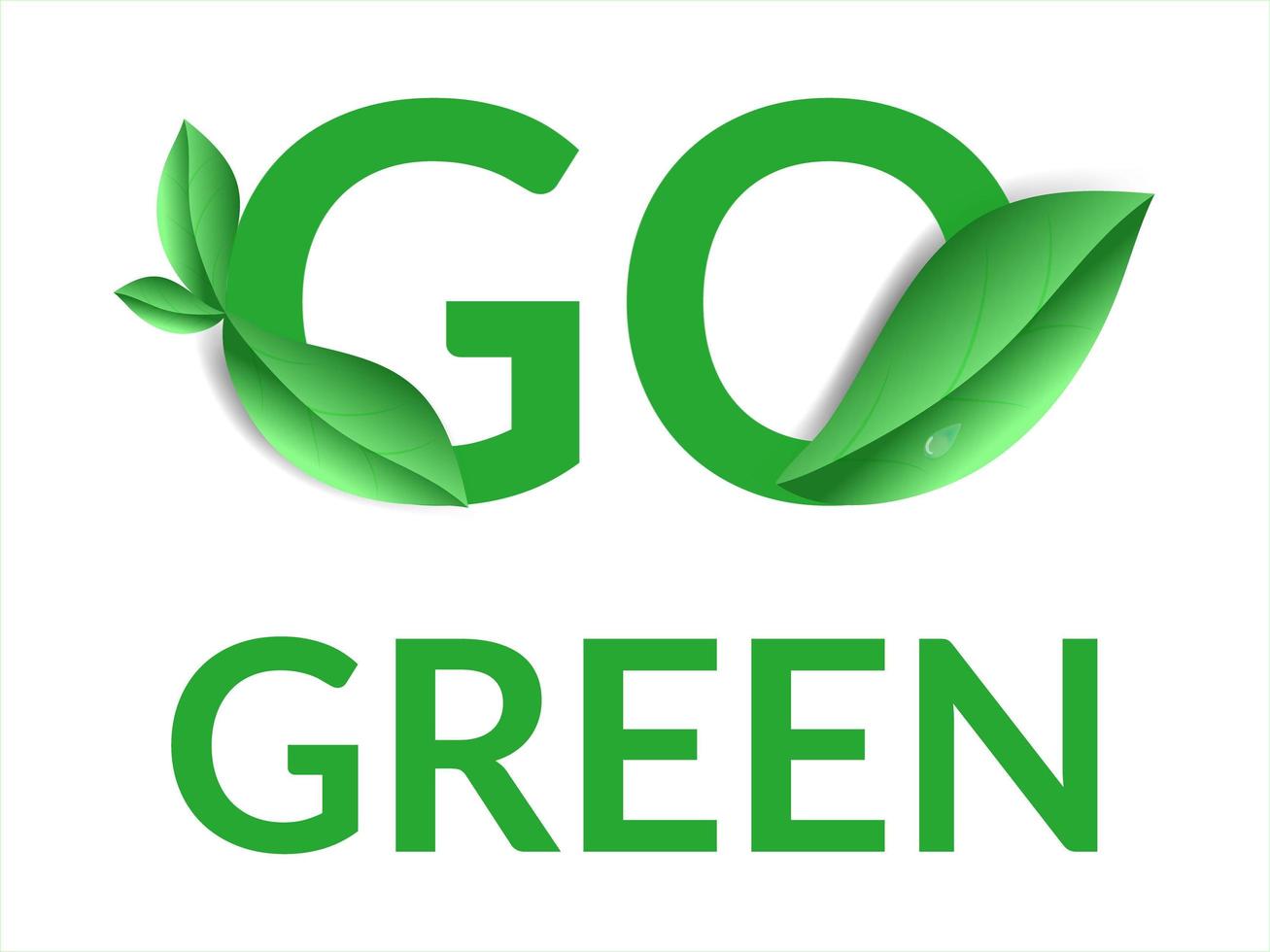 Environmental Concept. Logo go green. Lettering with green leaves. Realistic vector illustration. World Environment Day.