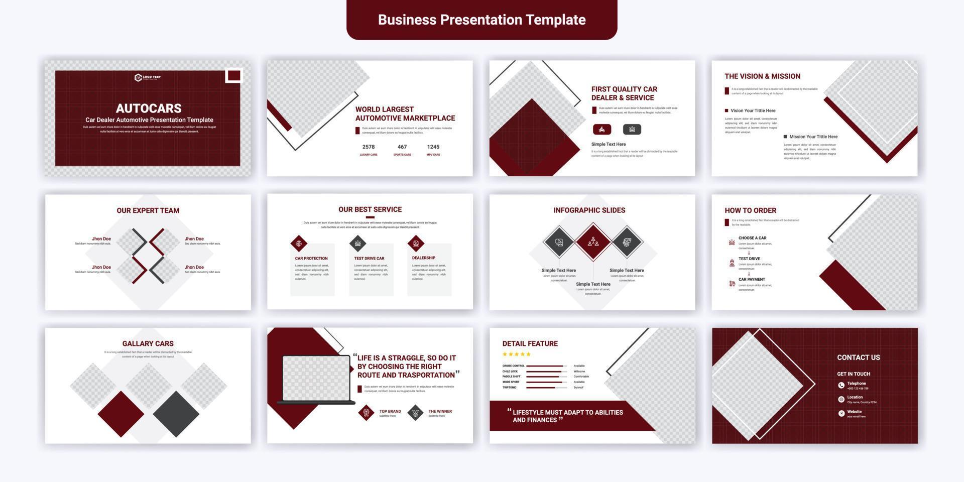 Automotive business presentation template vector