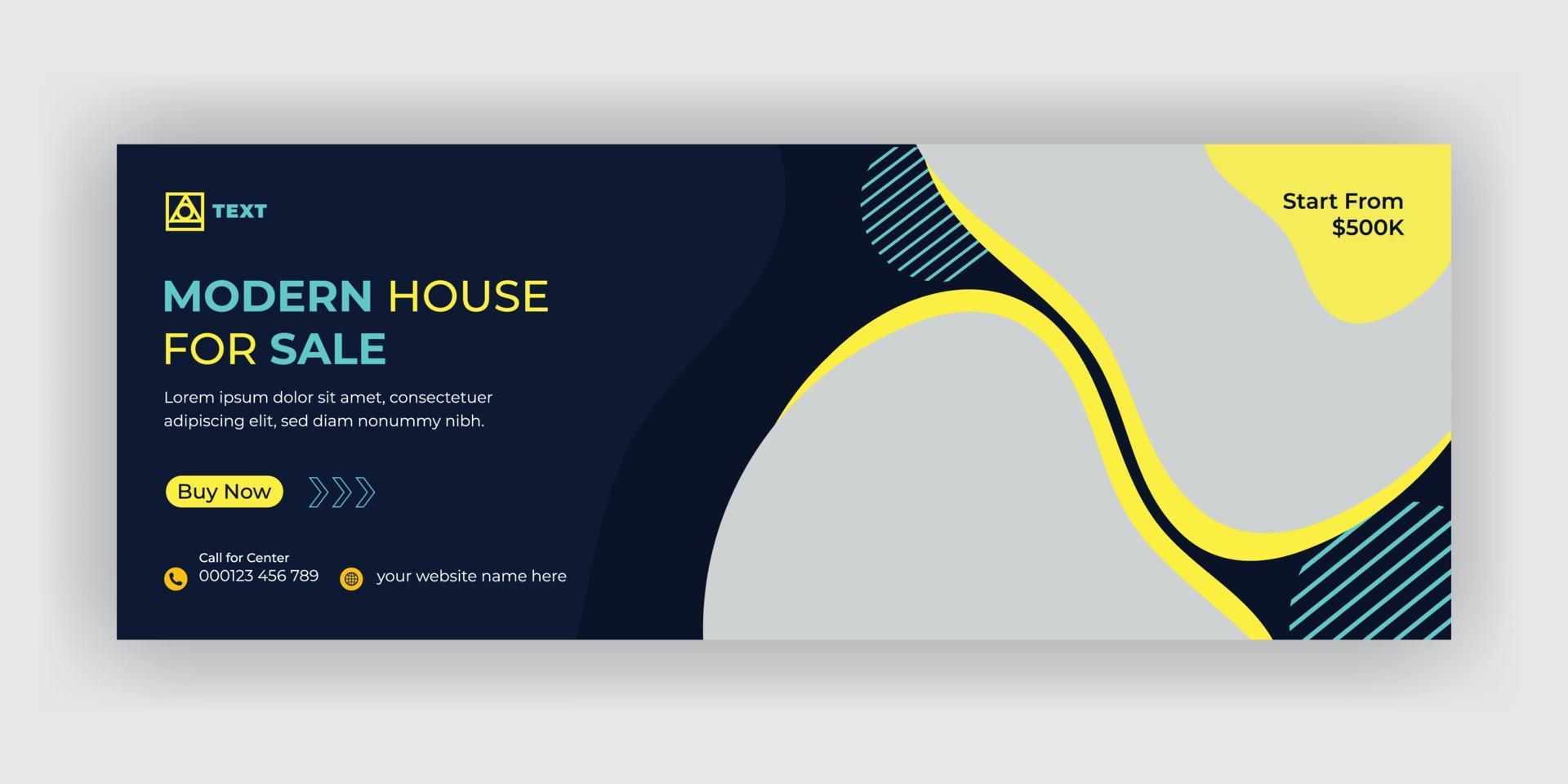 Modern house for sale social media cover template vector