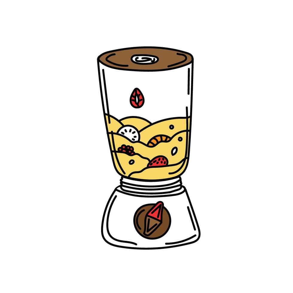 Blender with a fruit smoothie. Hand-drawn doodle-style elements. Breakfast. Good Morning. Healthy Eating. A simple doodle style vector. vector