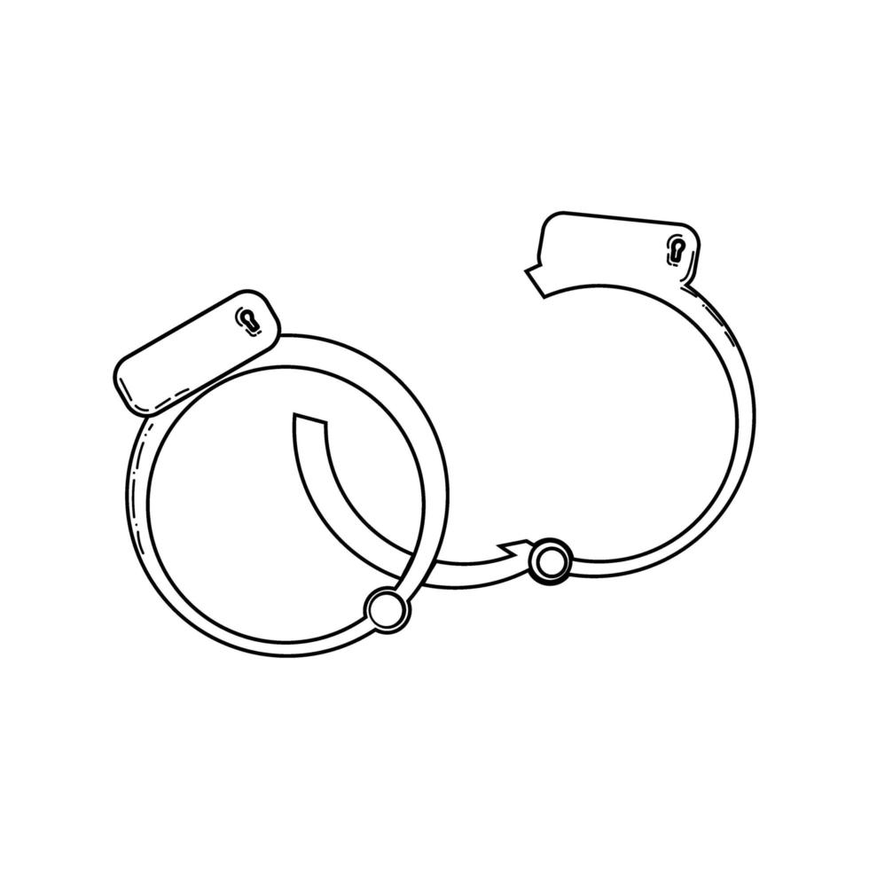 Hand-drawn doodle-style sketch. Vector illustration of open and closed handcuffs. Criminal handcuffs icon sketch.