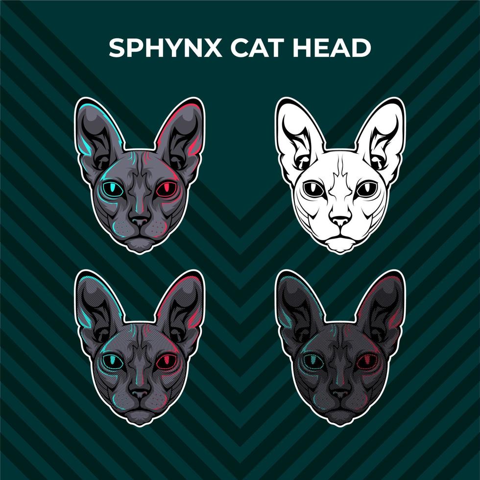 Sphynx cat head vector collection