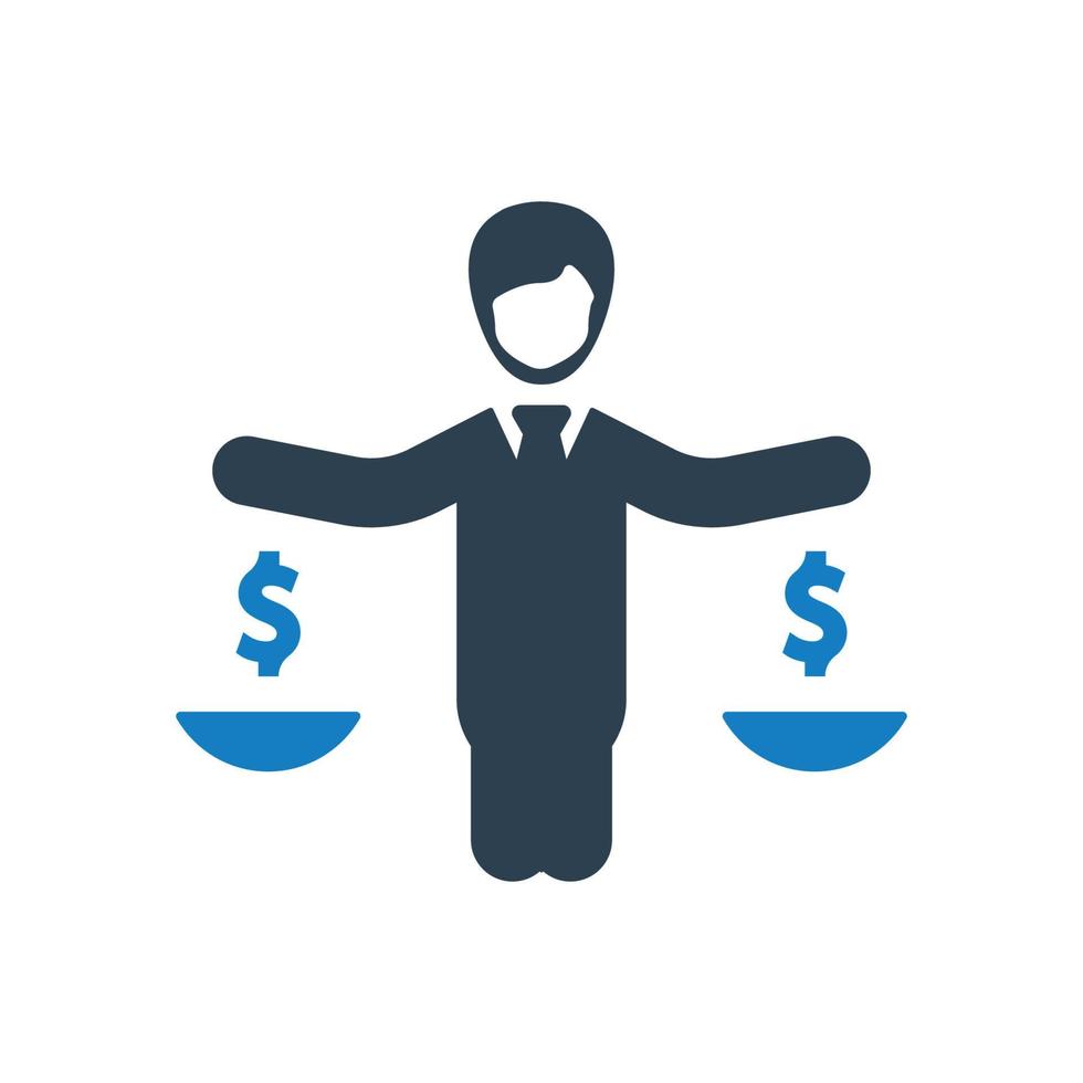 Business law, decision, balance icon vector
