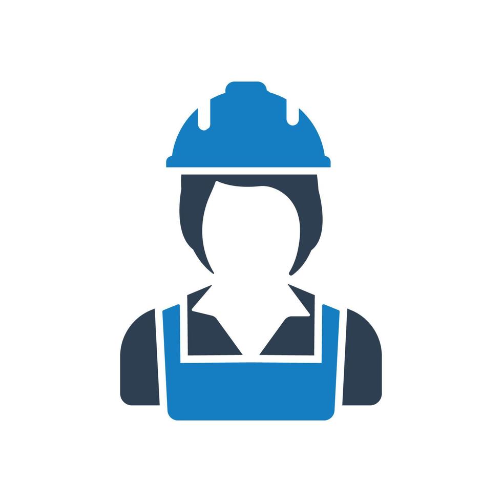 Construction woman worker icon. vector graphics