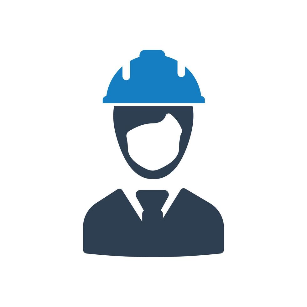 icono de trabajador de la construcción. gráficos vectoriales, trabajador con icono de casco vector