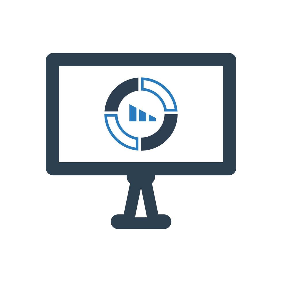 Online statistics report, pie chart icon vector