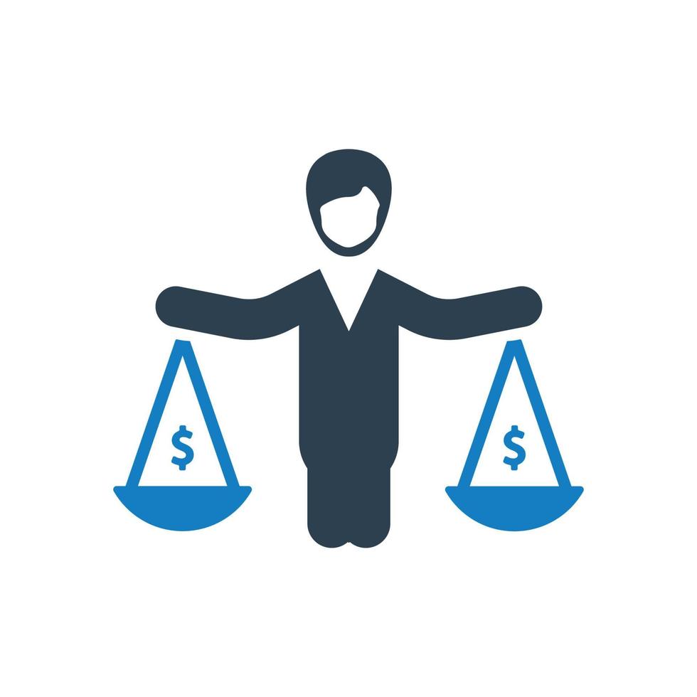 Business law, decision, balance icon vector