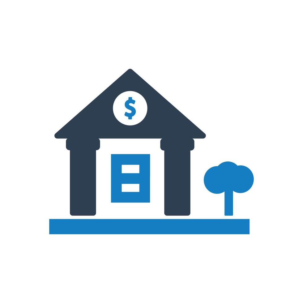 Bank money icon, Bank building vector