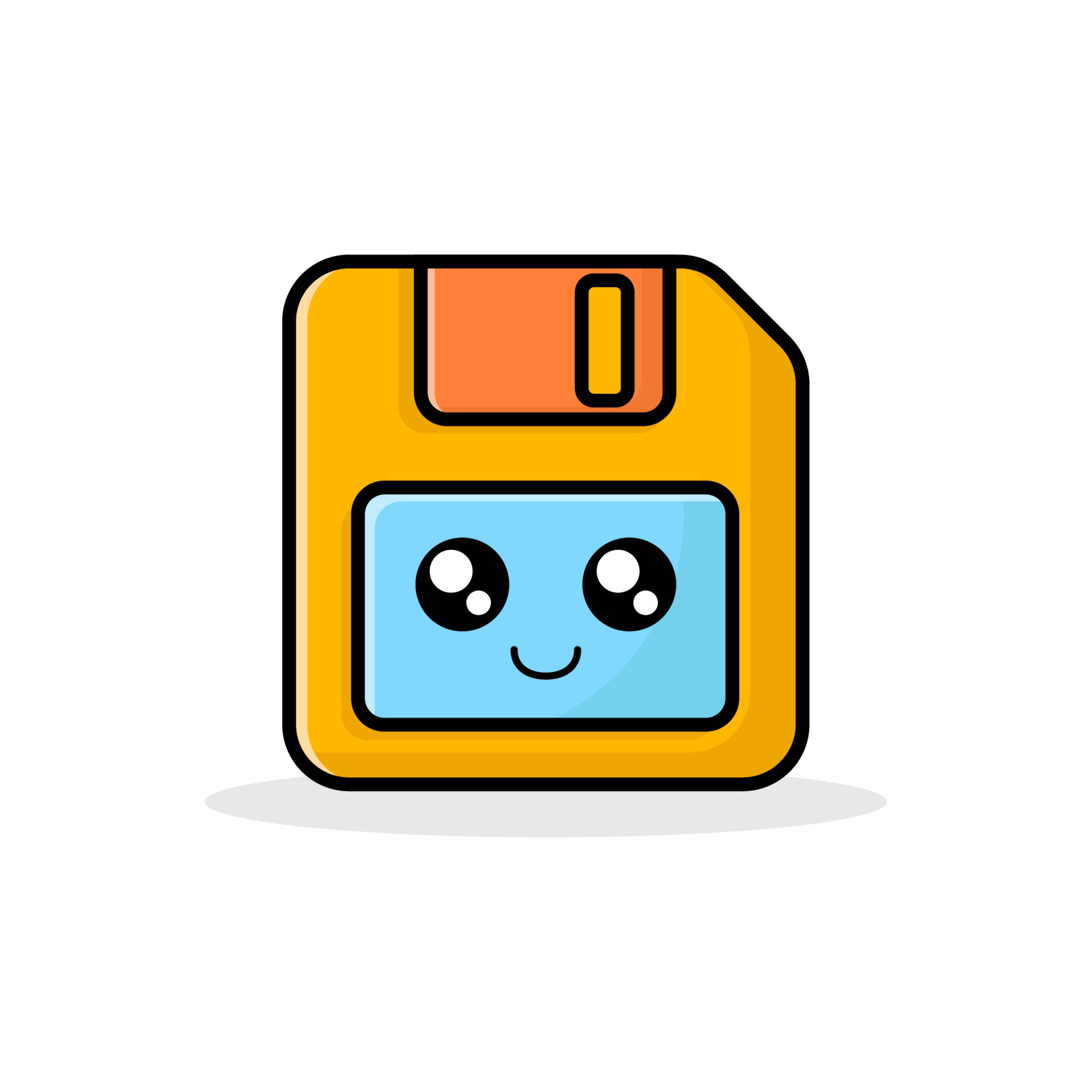 Cute Floppy Disk Cartoon Vector Icon Illustration. Flat Cartoon Style