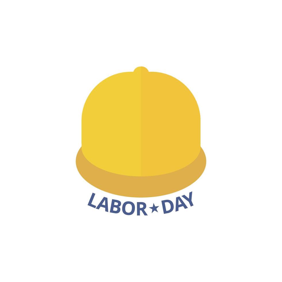 Labor Day Yellow Helmet Vector Flat Illustration for web design isolated on white background