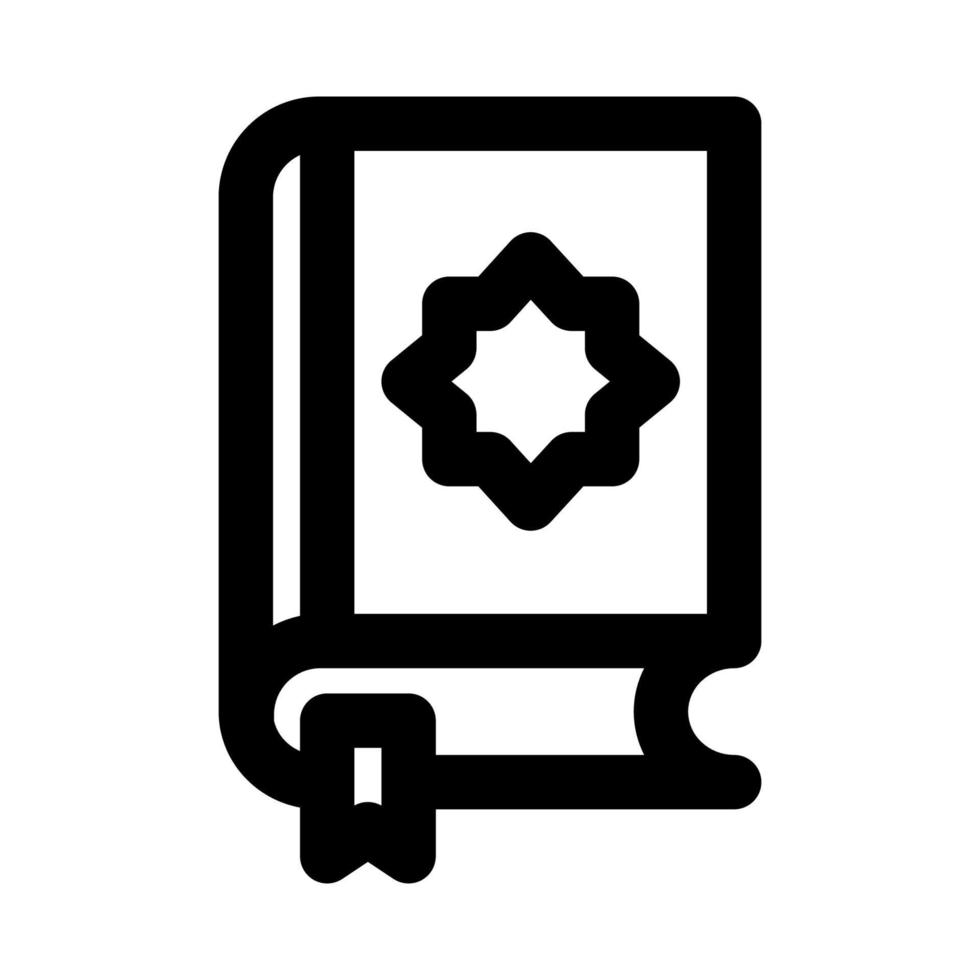 Holy quran islamic book with bookmark and islamic outline style icon symbol vector