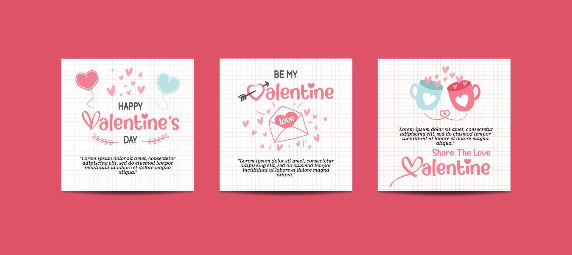 Happy Valentine's Day greeting card. Perfect for social media posts, mobile apps, banner designs and webinternet ads. Vector fashion background.