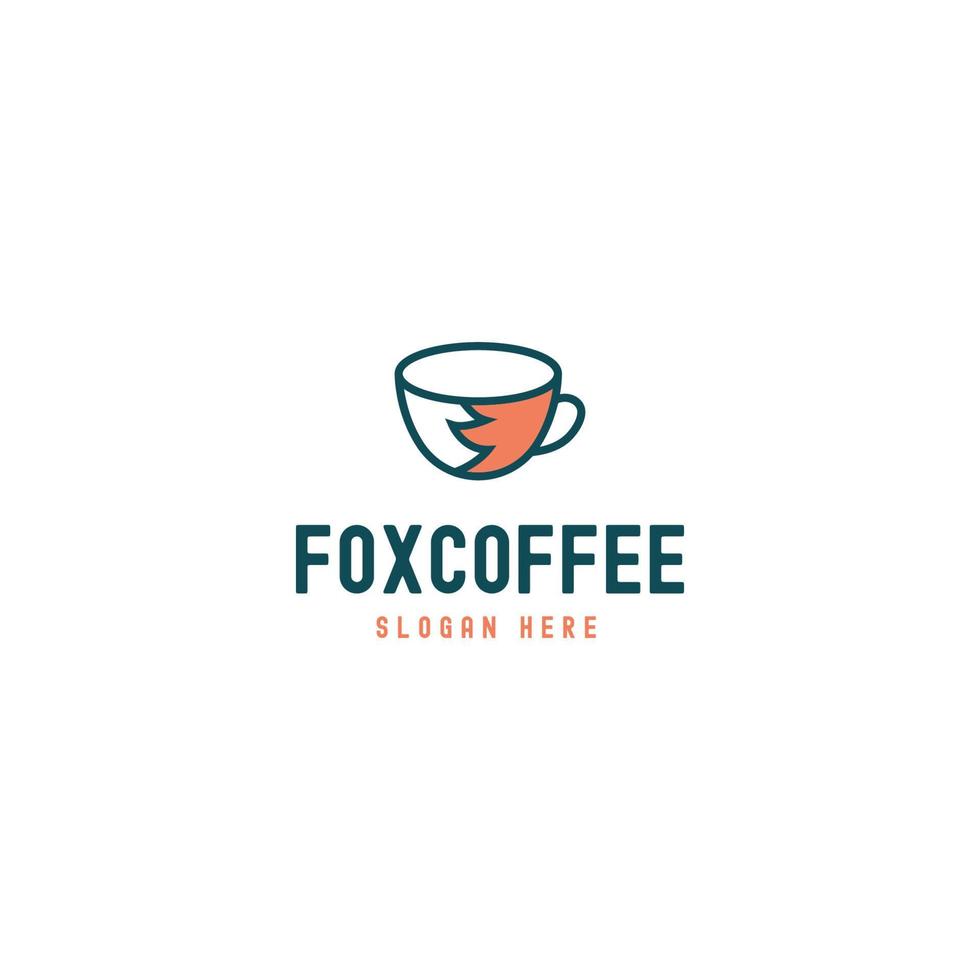 Fox coffee logo design vector