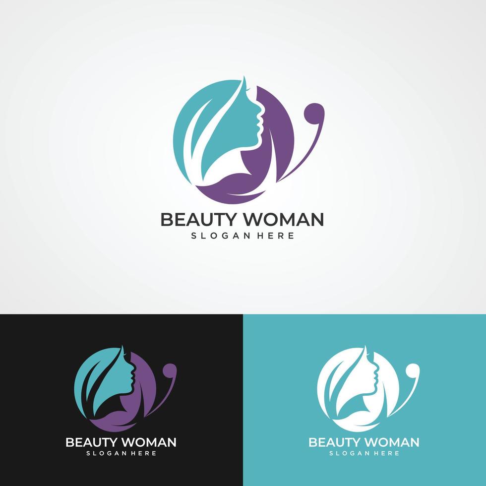 Logo wanita siluet, kepala, logo wajah terisolasi. Gunakan untuk salon kecantikan, spa, desain kosmetik, dll vector