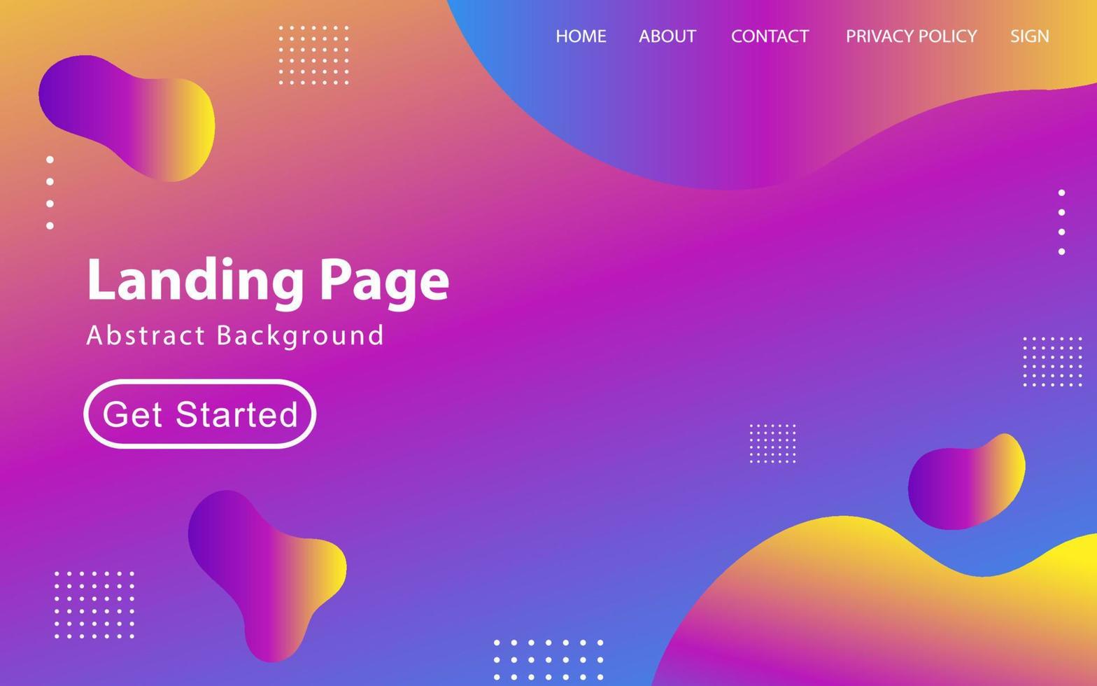 Abstract liquid landing page or web template vector