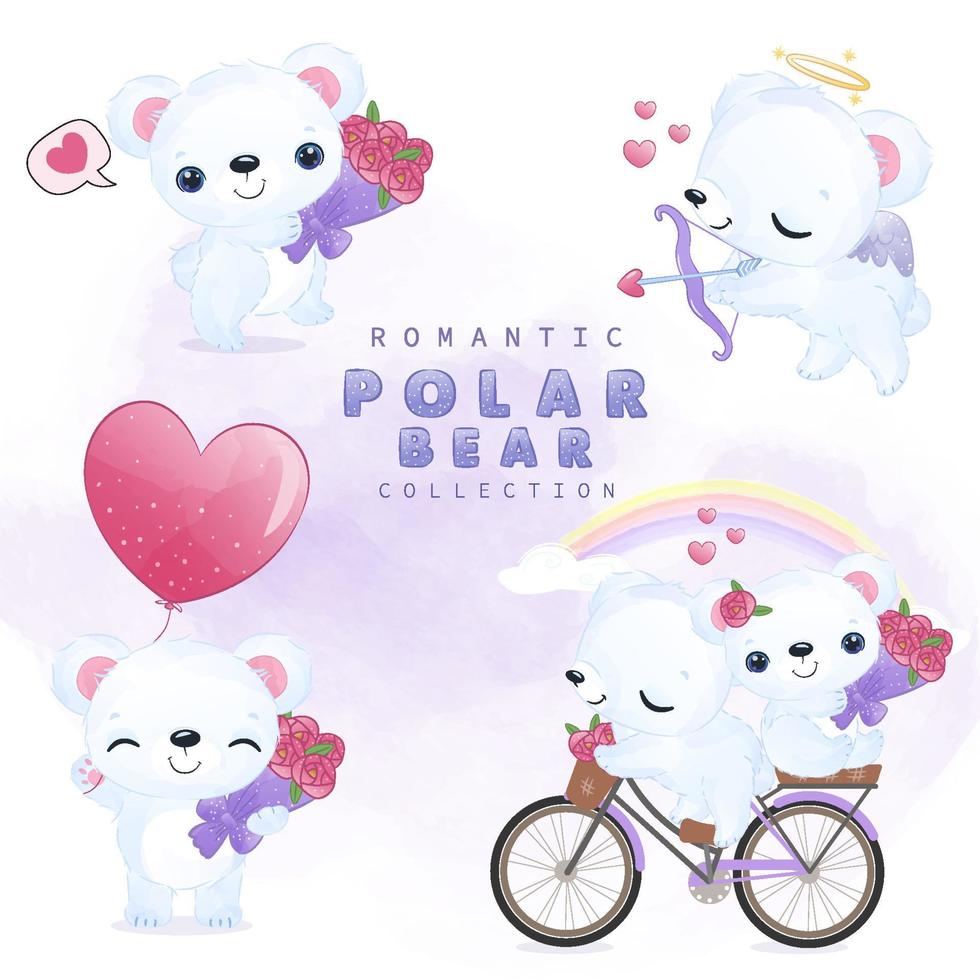 adorable conjunto de ilustraciones de osos polares vector