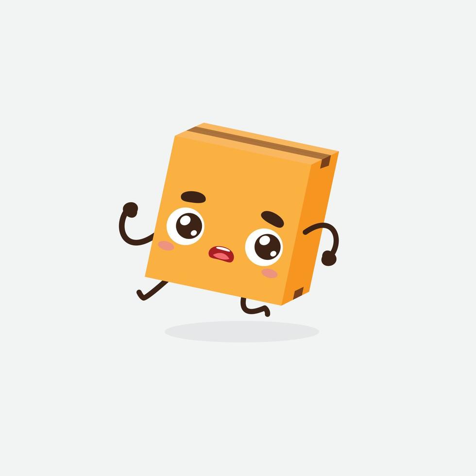 Cardboard Box Mascot Character. Vector Illustration. Box Character. Cute Box. Funny Box.