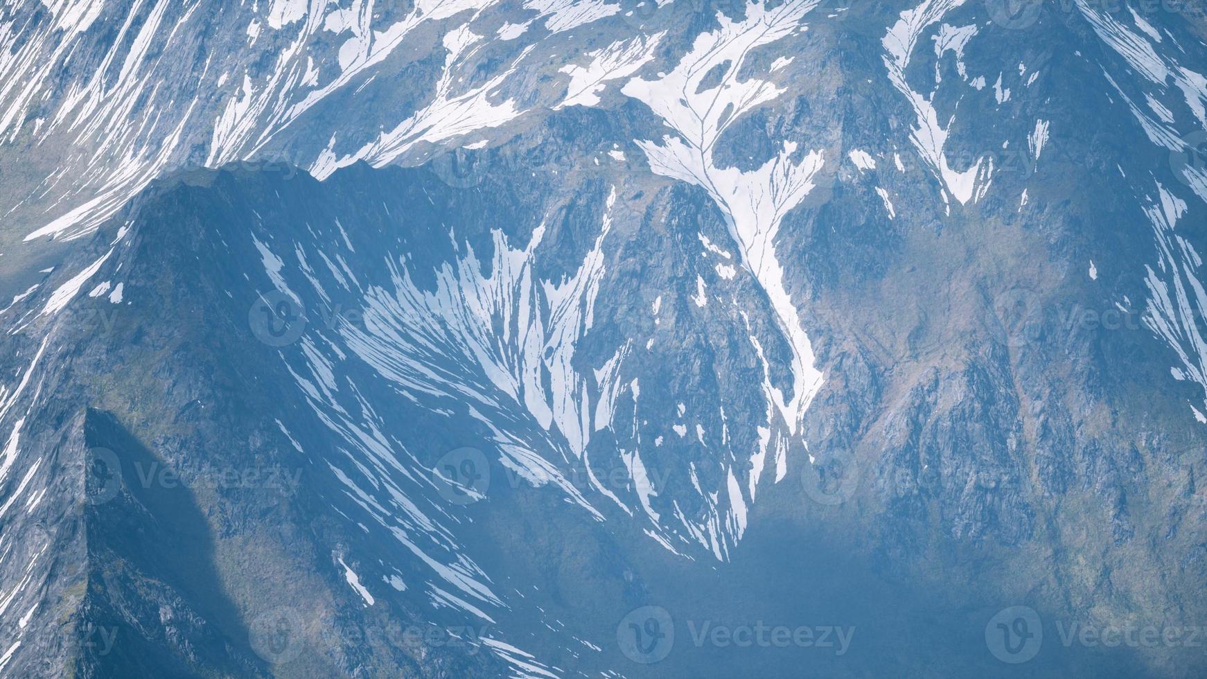 Aerial View Landscape of Mountais with Snow covered photo