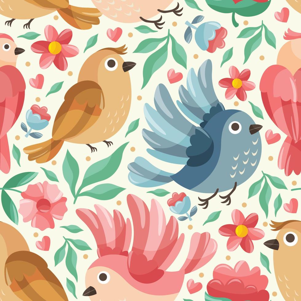Spring Birds Seamless Pattern Background vector