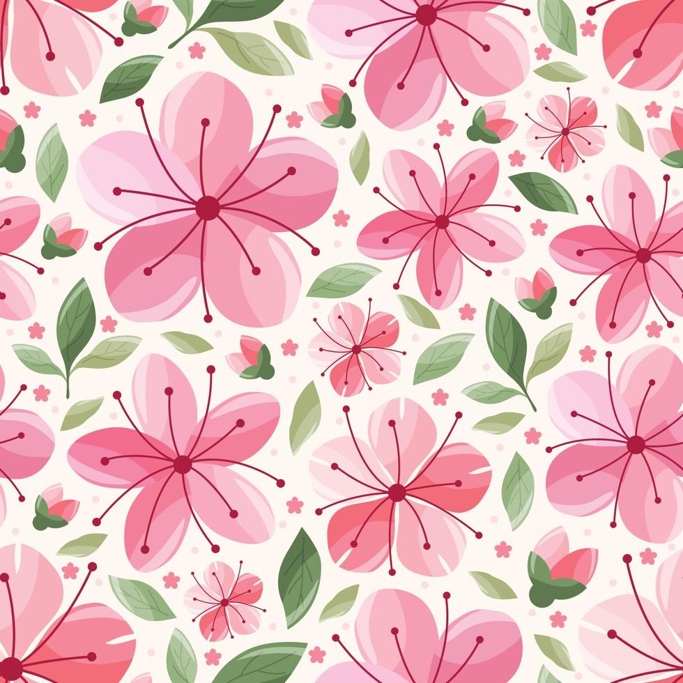 Spring Floral Cherry Blossom Seamless Pattern Background vector