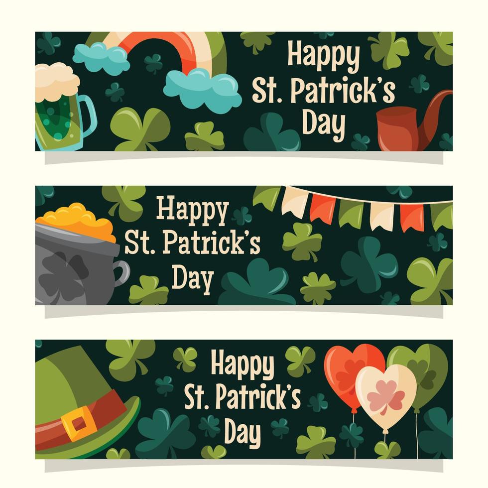 St Patrick's Day Shamrock Banner Collection vector