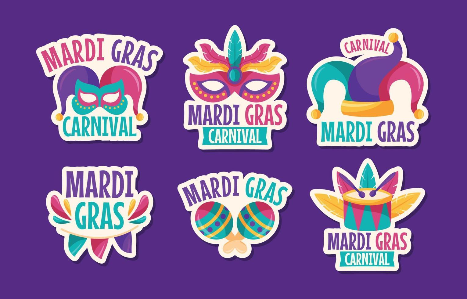 paquete de pegatinas del festival de carnaval mardi gras vector