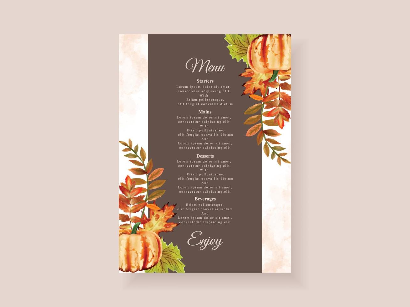 Wedding invitation card with autumn season theme vector