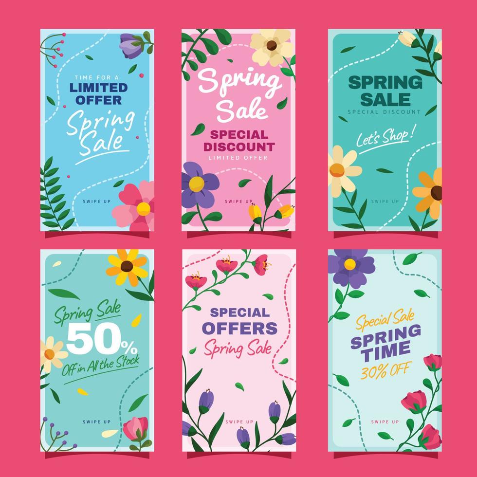 Spring Sale Social Media Post Template Collection vector