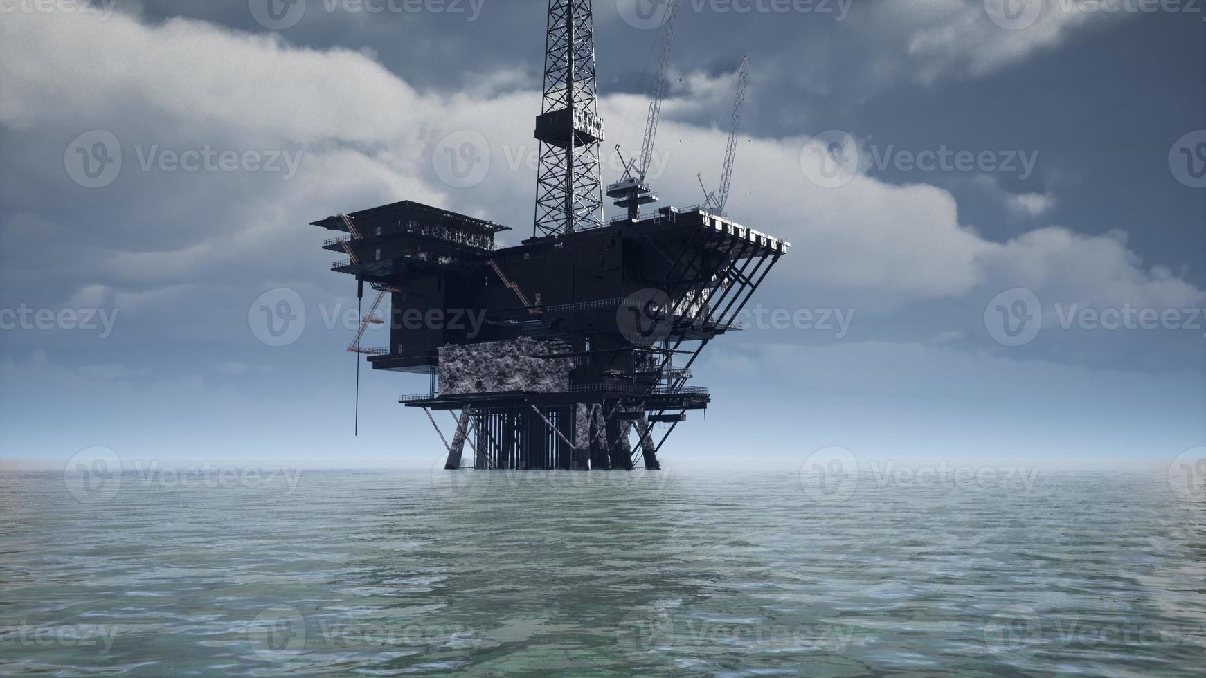 Large Pacific Ocean offshore oil rig drilling platform photo