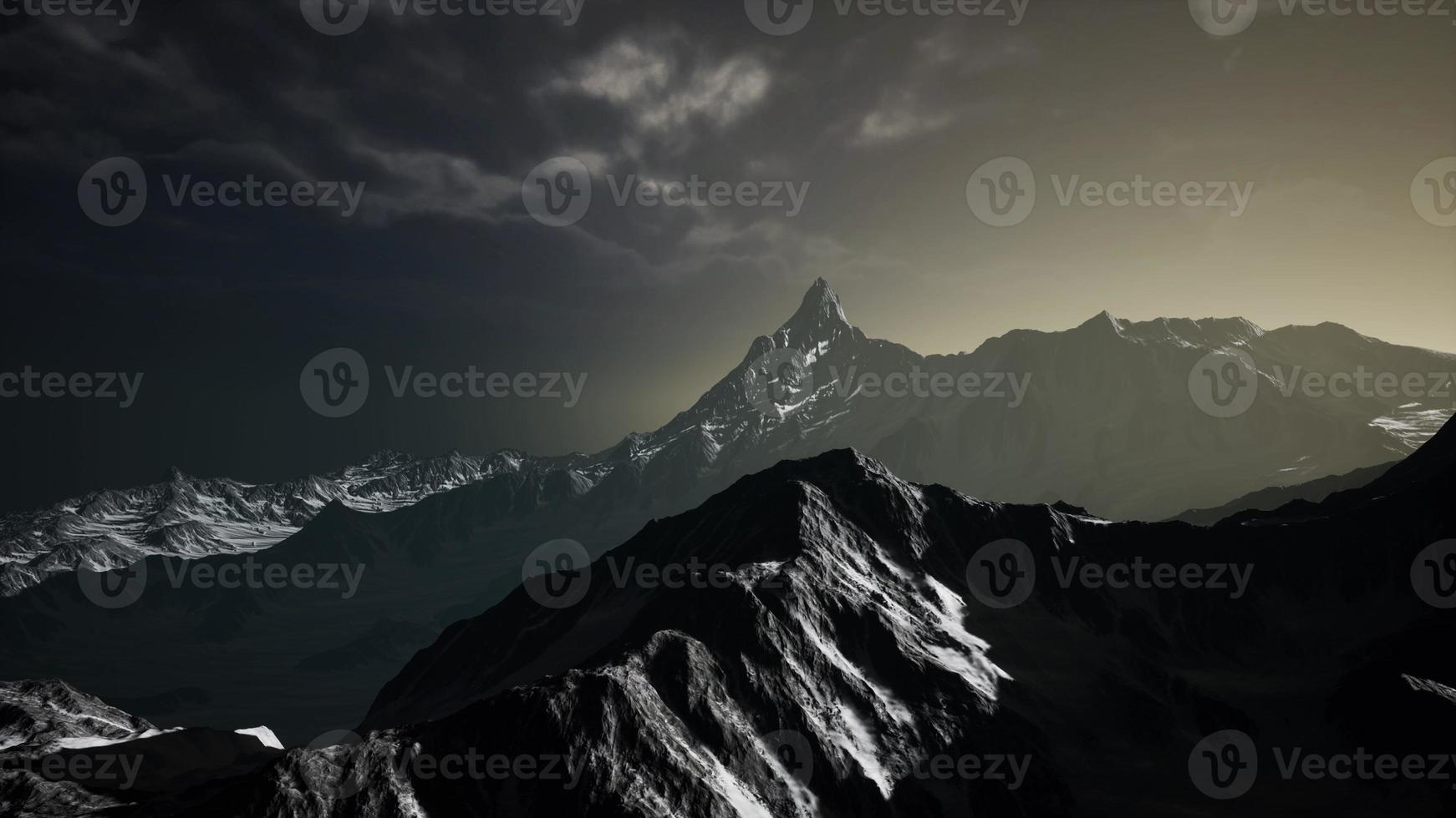 Mountains in Evening Cloudy Sky photo