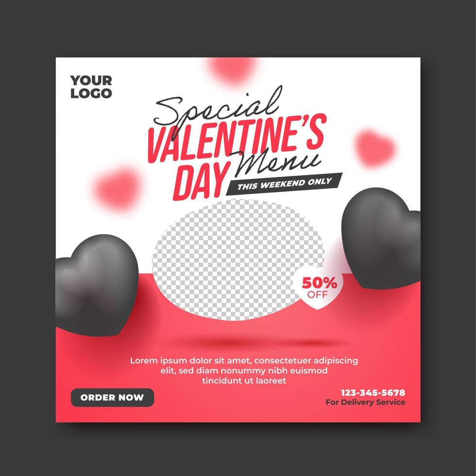 Social media design template for valentine's day vector