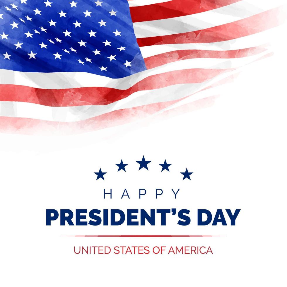 Happy Presidents Day in USA celebrate design with waving United States of America national flag. Vector illustration.