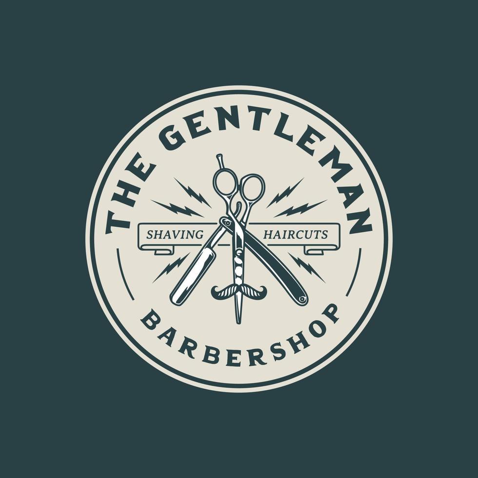 Hand Drawn Vintage Barbershop Logo Badge vector