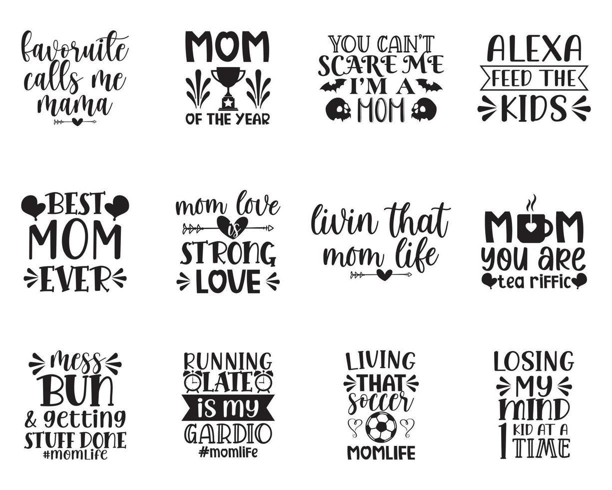 set of mother's day hand lettering quotes vector