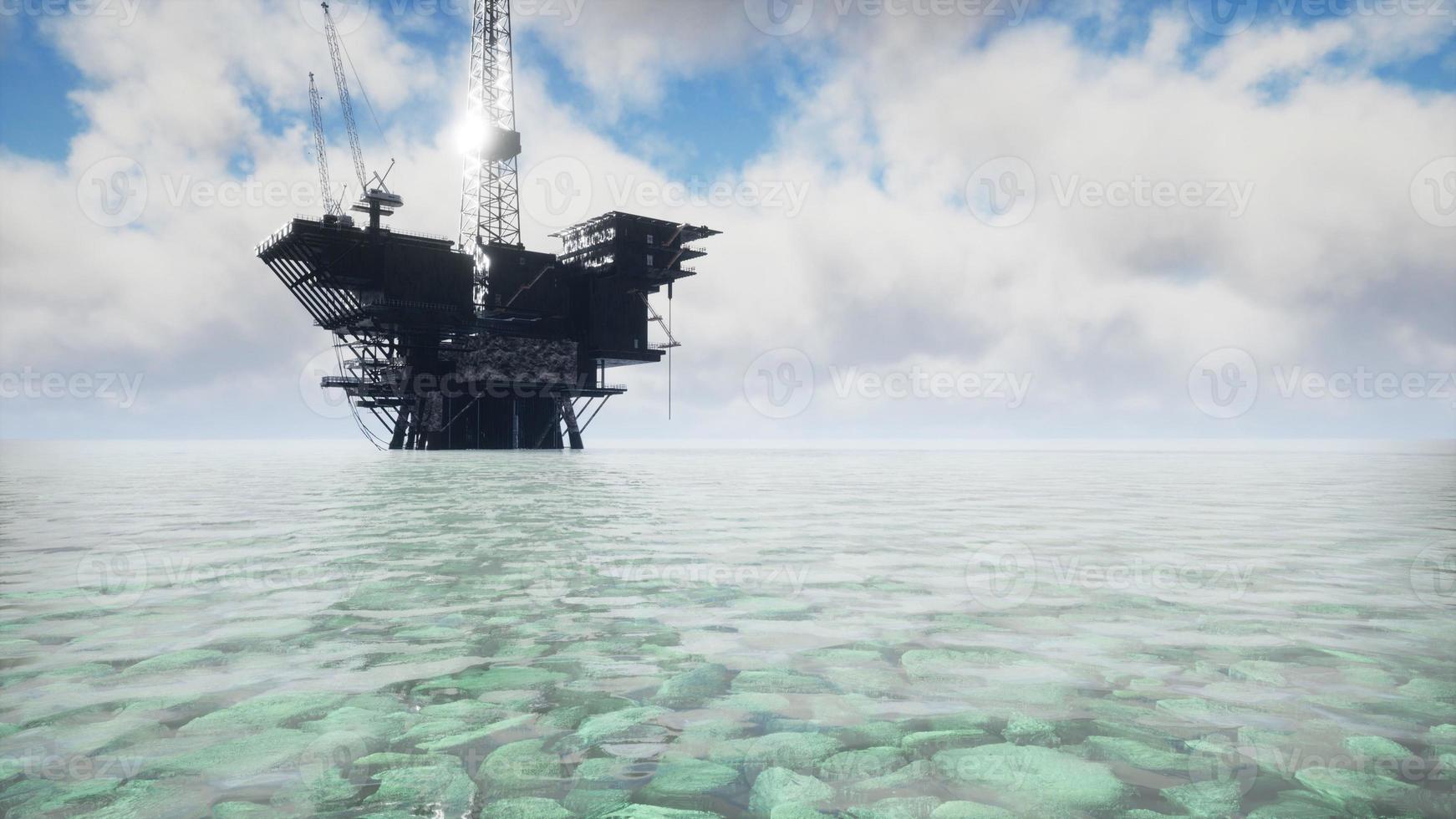 Large Pacific Ocean offshore oil rig drilling platform photo