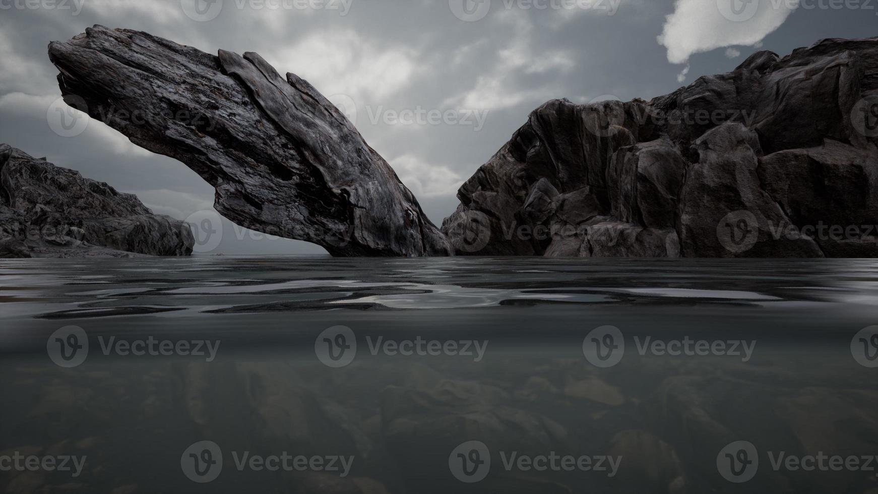 medio bajo el agua en el mar del norte con rocas foto