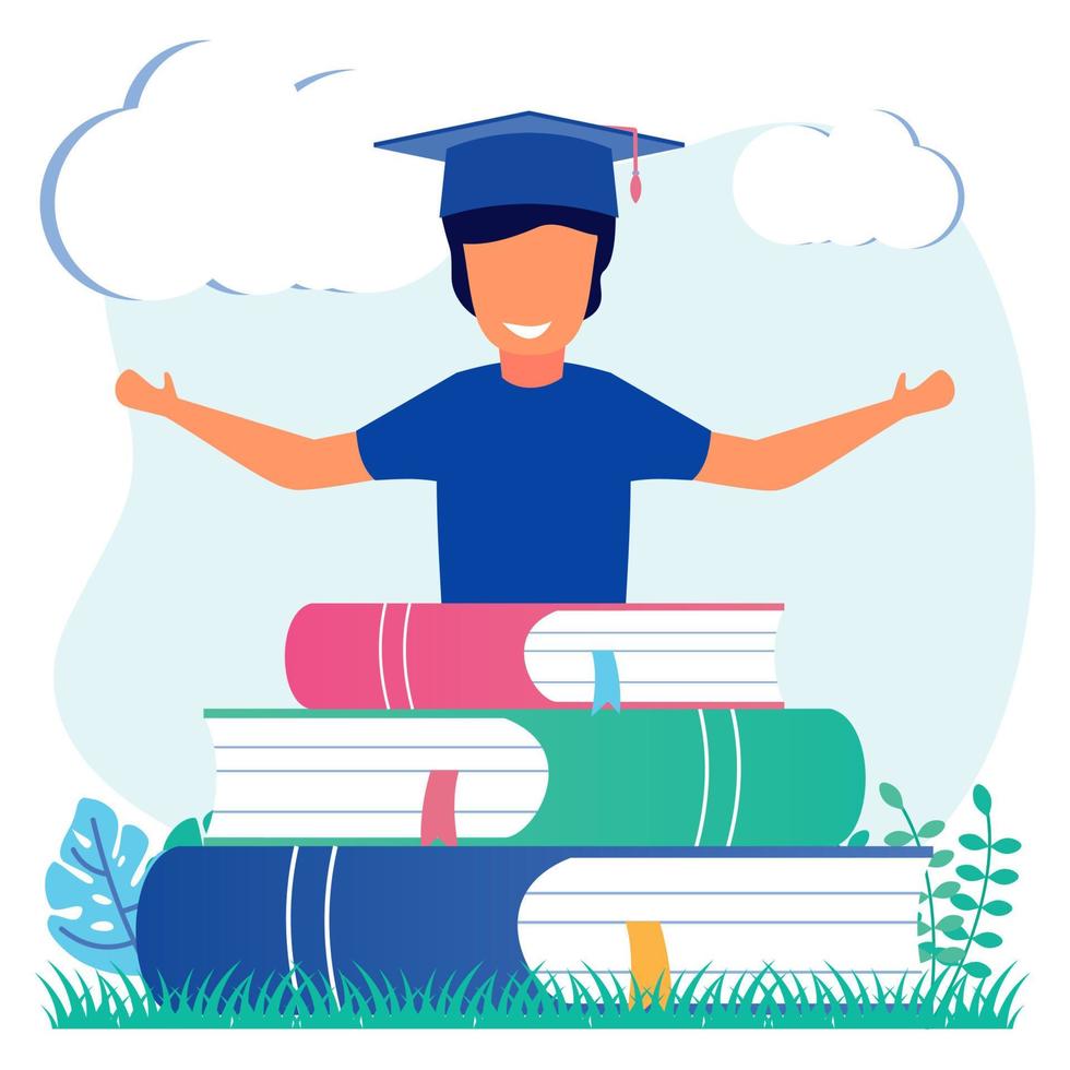 Illustration vector graphic cartoon character of graduation and education