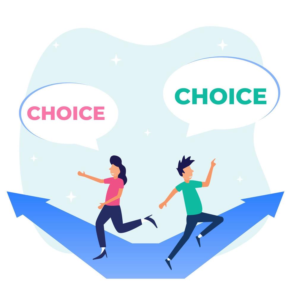 Illustration vector graphic cartoon character of business strategy choices and future choices